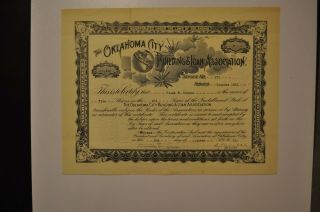 Stock Certificate - The Oklahoma City Building And Loan Association