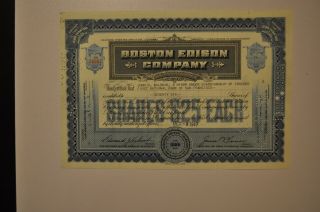 Stock Certificate Boston Edison Company Eversource Energy Massachusetts