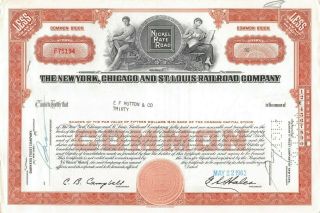The York Chicago And St Louis Railroad Company Common Stock Certificate