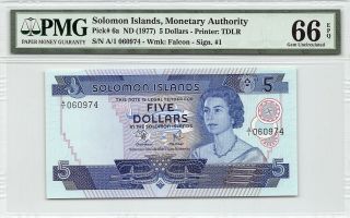 Solomon Islands Nd (1977) P - 6a Pmg Gem Unc 66 Epq 5 Dollars