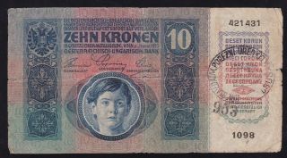Austria / Hungary Empire - - 10 Kronen 1915 - Seal / Overprint - - Susak - - - -