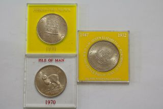 Isle Of Man,  Gibraltar & Uk Gb 3 Crown Size Coins B20 Cg15