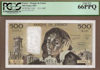 France: 500 Francs Banknote,  (unc Pcgs66),  P - 156f,  22.  01.  1987,