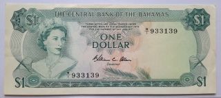 Bahamas: $1 Dollar Banknote,  1974,  P - 35b,  Signature: Allen,