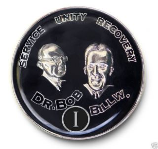 Bill & Bob Aa Anniversary Recovery Coin/medallion Yrs 1 - 40 & 18 Mos Silver & Blk