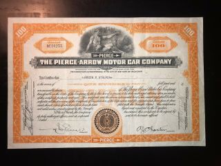 The Pierce Arrow Motor Car Company Stock Certificate 1935
