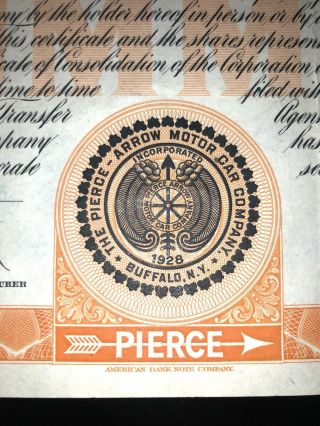 The Pierce Arrow Motor Car Company Stock Certificate 1935 3