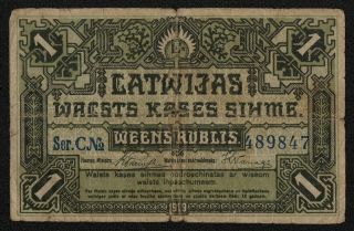 Latvia (p02a) 1 Rublis 1919 Vg,  Series C