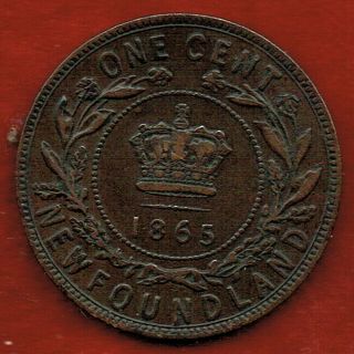 Newfoundland 1865 One Cent Ef.  Queen Victoria.  Mintage 240,  000 [a]