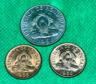 1956 Honduras - 3 Coins (2 - 1956 2¢,  1956 10¢) - Bw - 297