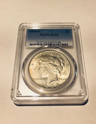 1934 - S Peace Dollar Pcgs Au55