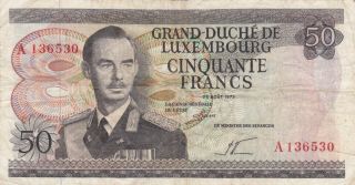 50 Francs Fine Banknote From Luxembourg 1972 Pick - 55
