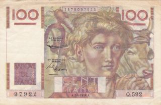 100 Francs Fine Banknote From France 1954 Pick - 128d