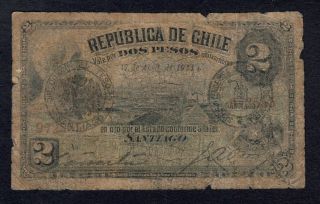 Chile 2 Pesos 1911 Pick 16 Vg.