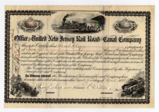 Office Of The United Jersey Railroad And Canal Co.  Stock Certificate