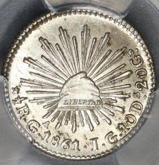 1861 - Ga Pcgs Ms 63 Mexico Silver 1/2 Real Coin (17091705c)