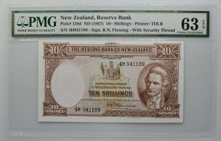 Zealand,  Reserve Bank Nd (1967) 10/ - Shillings Pick 158d Pmg 63 Epq