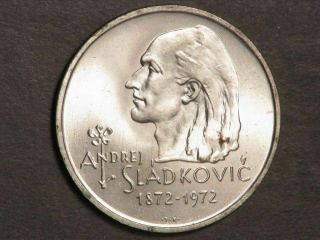 Czechoslovakia 1972 20 Korun A.  Sladkovic Silver Unc