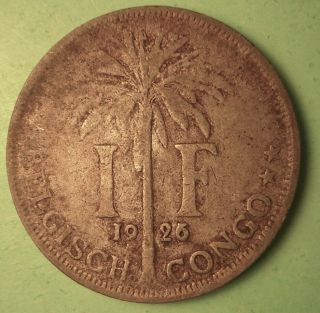 Belgian Congo 1926/5 Overdate 1 Franc,  Km 21,  Belgisch Congo,