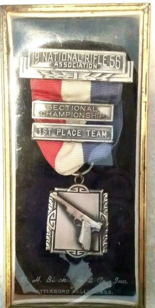 Vtg 1956 National Rifle Assn Pistol Medal - Sterling -