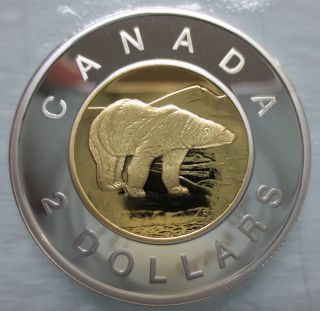 2007 Canada Toonie Proof Silver With Gold Plate Two Dollar Coin