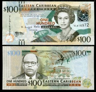 East Caribbean 100 Dollars 2012 P 55 With Cricket Marks Unc Nr