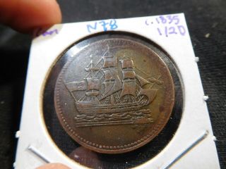 N78 Canada C.  1835 1/2 Penny Token Ships Colonies & Commerce