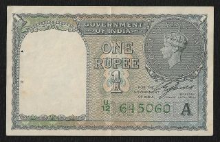 British India,  1940,  1 Rupee Note,  Ce Jones Sign,  Inset A,  Green,  Pick 25d.