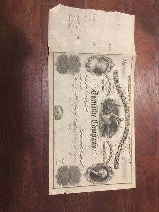 Newmarket & Sperryville Turnpike Company Stock Certificate (1800 