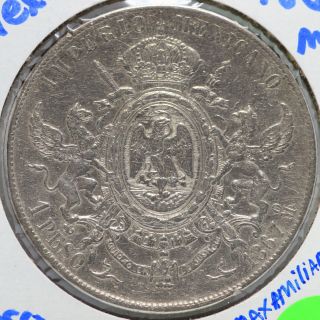 1867 Mo Mexico Empire Of Maximilian Peso Km 388.  1.  9030 Silver Coin Lf031