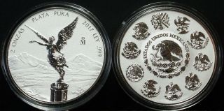 2017 2 Ounce/onza.  999 Reverse Proof Silver Mexico Libertad In Capsule