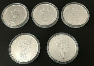 2019 X5 Ukraine Archangel Michael 1 Oz 999.  9 Pure Silver Coin