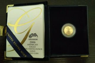 2006 Gold Proof American Eagle 1/10oz With And
