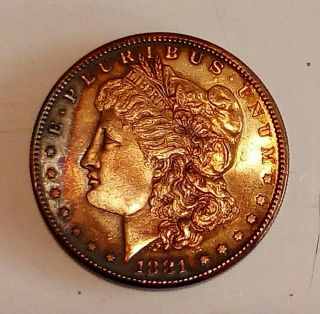 Gold Toned 1881 - S Morgan Silver Dollar - Blue Crescent - L@@K 3