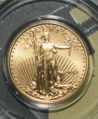 2018 American Eagle $5 Dollar 1/10 Oz.  999 Fine Gold Uncirculated With Case