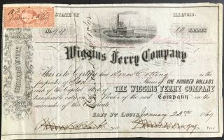 Wiggins Ferry Company Stock 1869.  E St.  Louis.  Great History Samuel Wiggins 1819