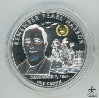1941 - 2016 Tristan Da Cunha Pearl Harbor 75th Anniversary Bi - Metallic Coin