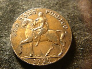 1792 Bu Au Lady Godiva Conder Token Copper Half Penny