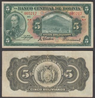 Bolivia 5 Bolivianos 1928 (vf, ) Banknote P - 120