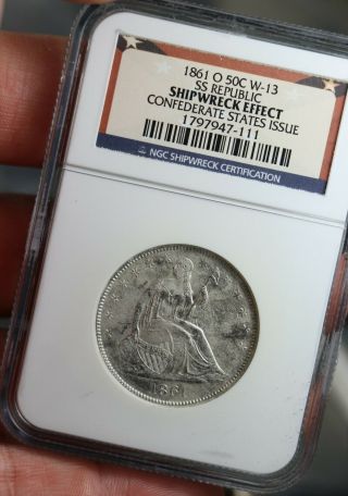 1861 - O Seated Liberty Half 50c Ss Republic Confederate Issue Ngc Silver Coin