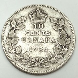 1931 Canada 10 Ten Cents Dime Circulated Canadian Coin D469
