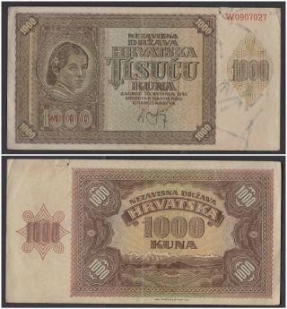 Croatia 1000 Kuna 1941 (vf) Banknote Pick 4