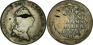Germany Prussia: 1/3 Thaler (1/2 Gulden) Silver 1776 B F