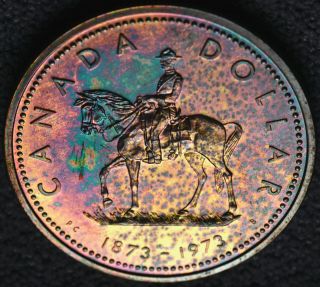 1973 Silver $1 Iccs Sp - 67 Pink & Green Tones