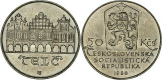 Czechoslovakia: 50 Korun Silver 1986 (telc) Unc