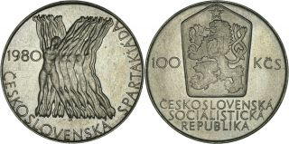 Czechoslovakia: 100 Korun Silver 1980 (fifth Spartakiade Games) Unc