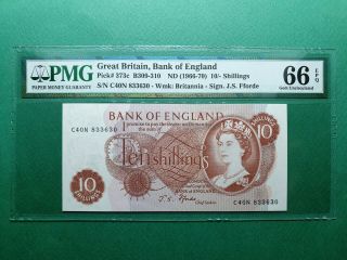 1966 - 70 Great Britain 10 Shillings P 373c Pmg 66 Epq Gem Unc