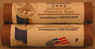 2009 Us Uncirculated Rolls Of P & D Lincoln Formative Years Pennies