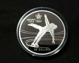 Rcm Calgary 1988 Olympic Winter Games " Figure Skating " $20 Silver Proof Coin