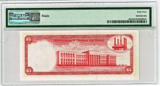 Central Bank of Trinidad and Tobago $1 1964 Pick 26c.  PMG Choice Uncirculated 64 2